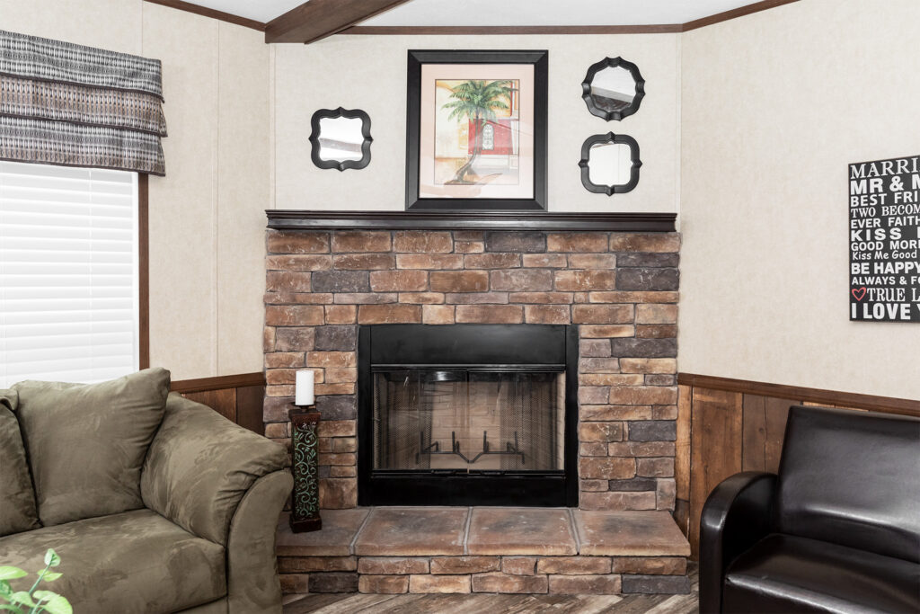 Half rock fireplace